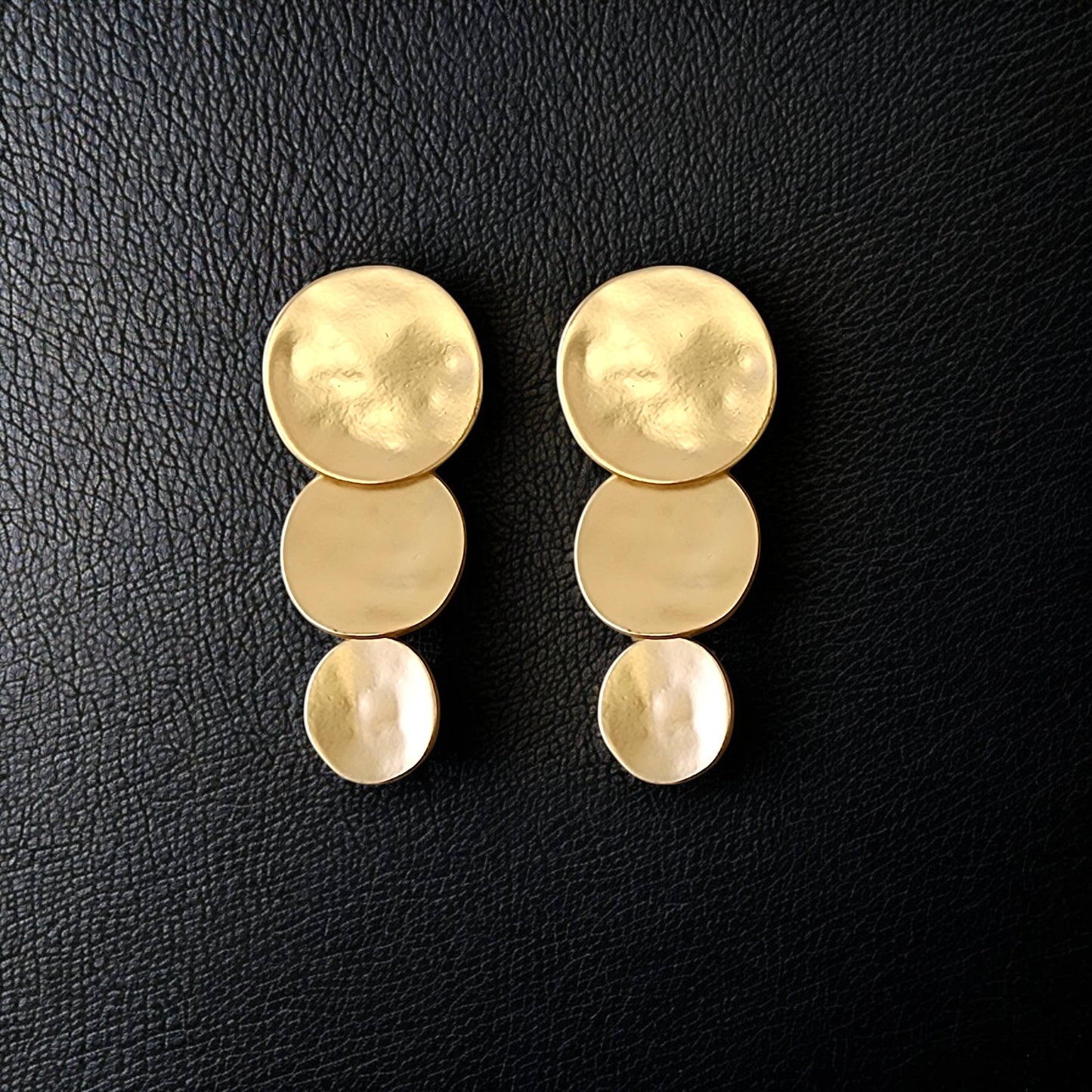 Gold Graduated Disc Earring | Fall Boho | Stainless Steel
