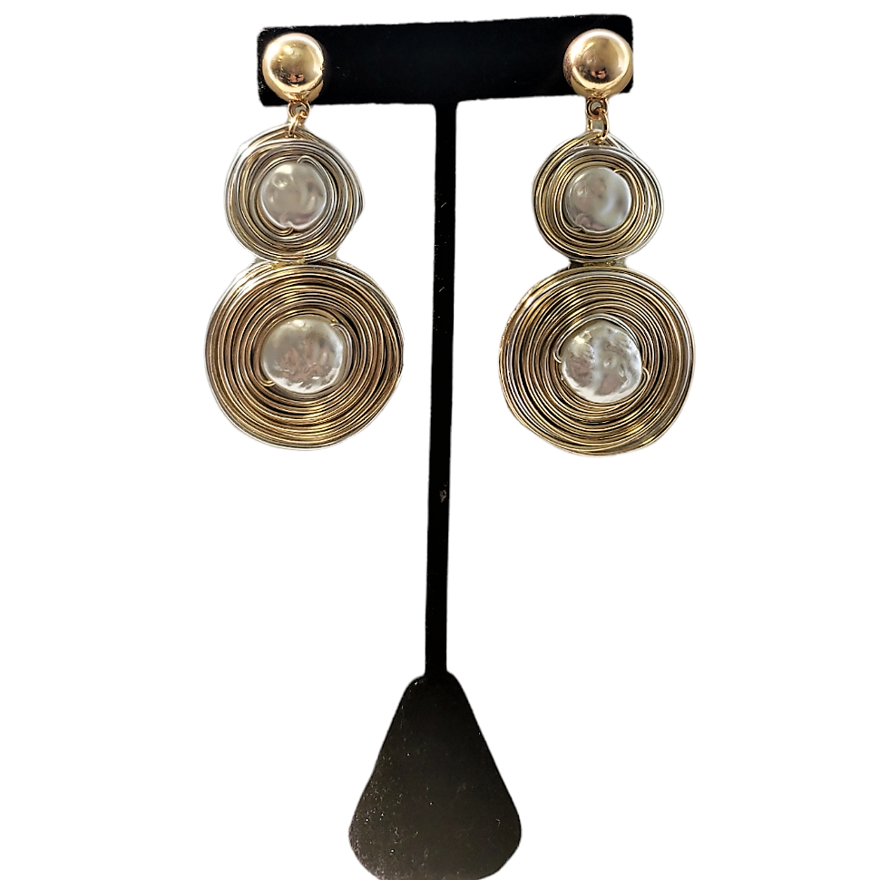Coin Pearl Earring | | Coastal Boho | Graduated | Statement