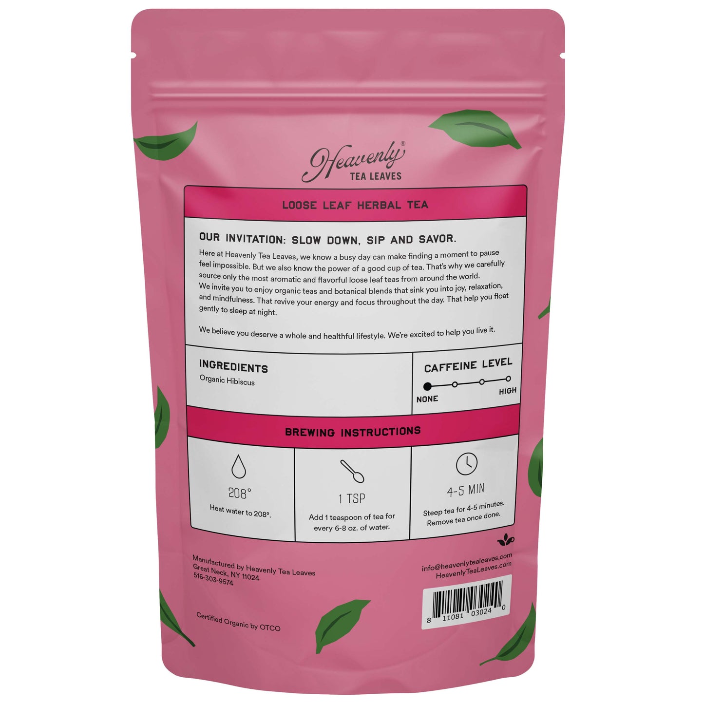 Organic Hibiscus, Bulk Loose Leaf Herbal Tea, 1 lb.