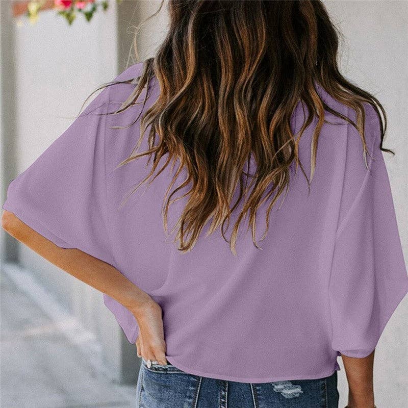 Loose Fit V-Neck Casual Short Sleeve T-Shirt