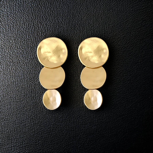 Gold Graduated Disc Earring | Fall Boho | Stainless Steel