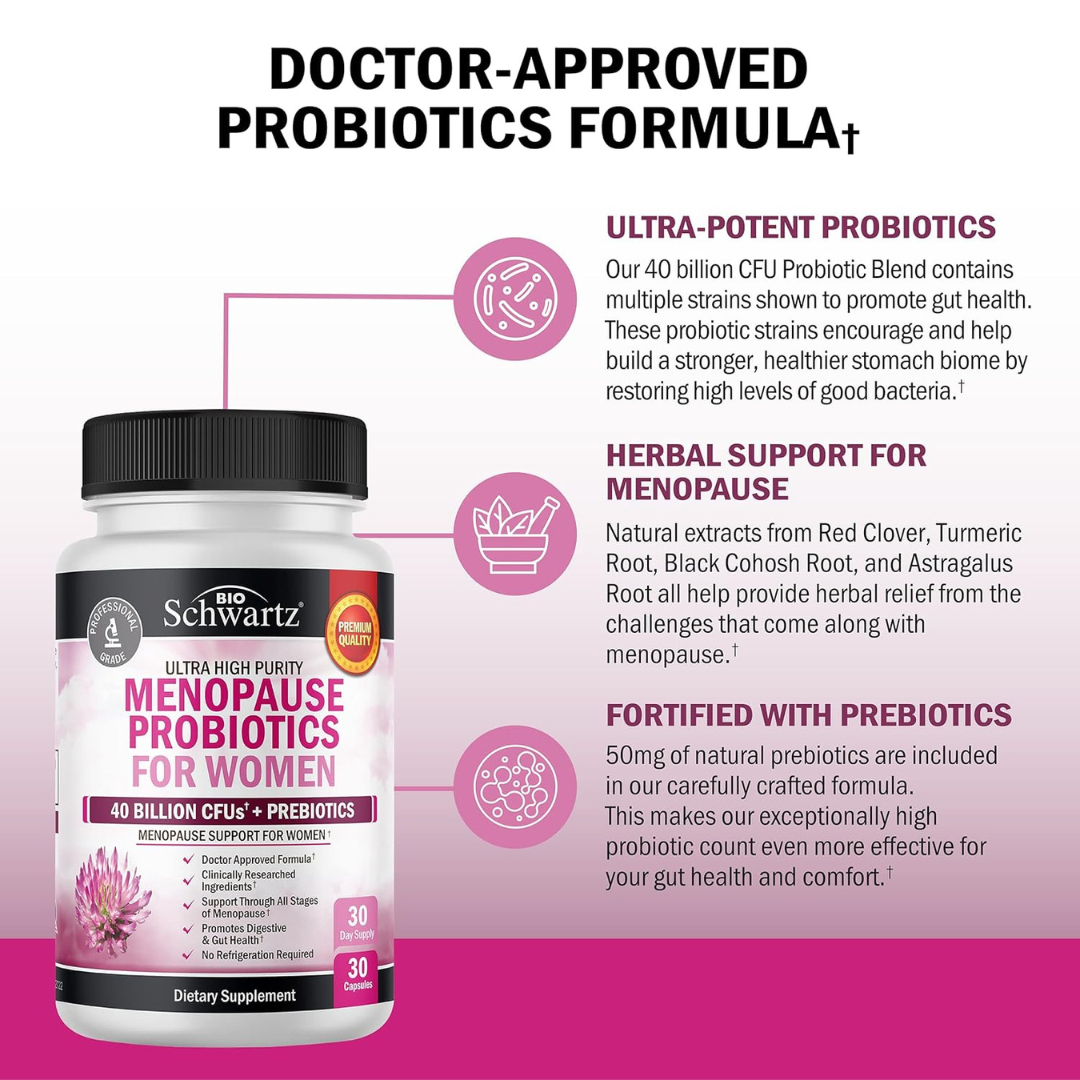 Menopause Probiotics for Women: Symptom Relief (30 Cap)