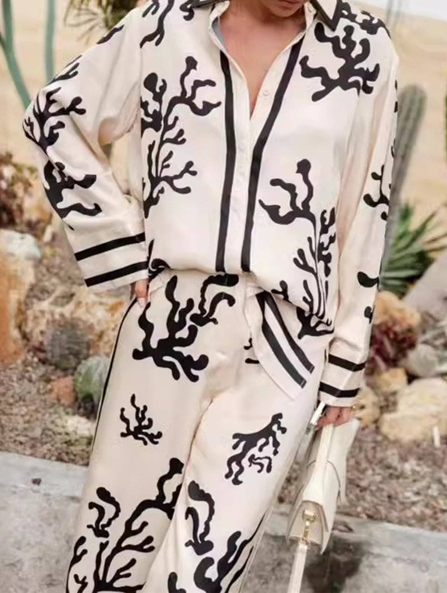 Long-sleeved color-block loose suit