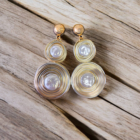 Coin Pearl Earring | | Coastal Boho | Graduated | Statement