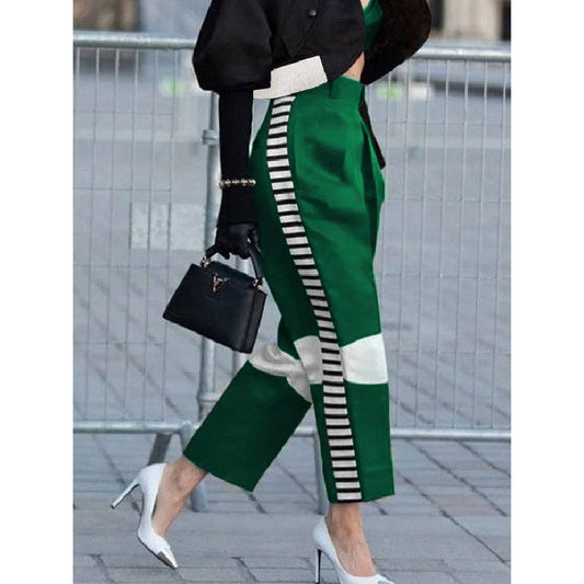 High Waisted Contrast Color Pants Trousers